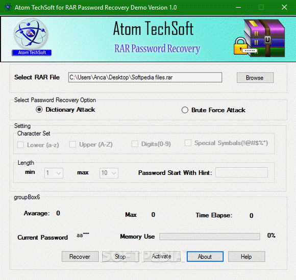 Atom TechSoft RAR Password Recovery Crack Plus Serial Number