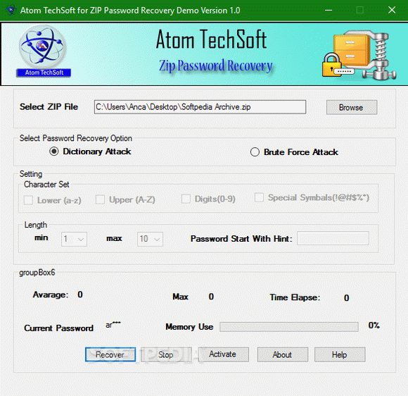 Atom TechSoft ZIP Password Recovery Crack + License Key