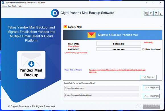Cigati Yandex Mail Backup Software Activation Code Full Version