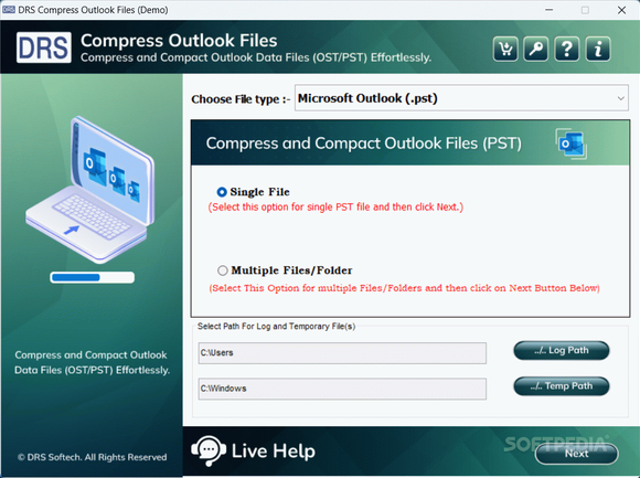 DRS Compress Outlook Files Crack + Keygen