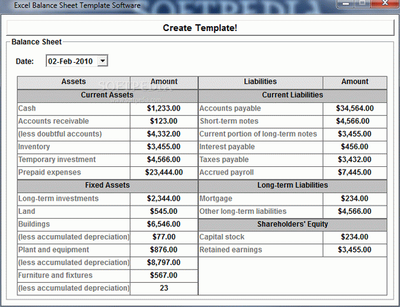 Excel Balance Sheet Template Software Crack + License Key