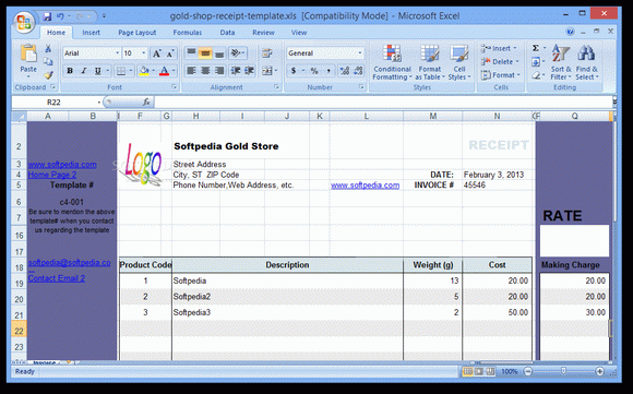 Gold Shop Receipt Template Crack With Activation Code Latest