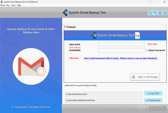 Sysinfo Gmail Backup Tool Crack + License Key Download 2024